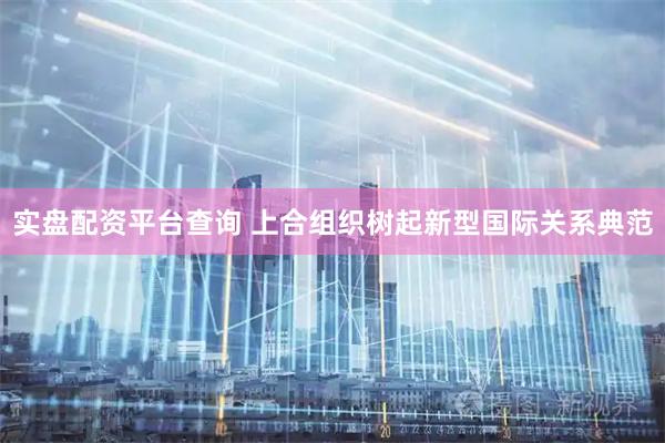 实盘配资平台查询 上合组织树起新型国际关系典范